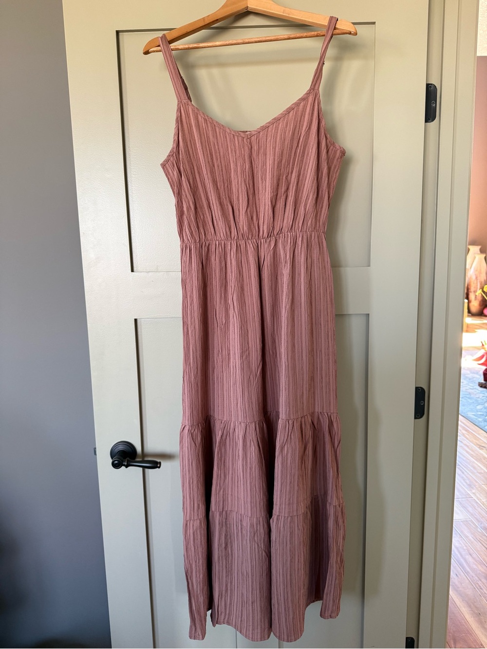 Lush Dusty Rose Maxi Dress with Adjustable Straps